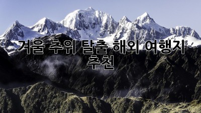 겨울 추위 탈출! 해외 여행지 추천
